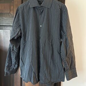 Banana Republic Black and White Striped Dress Shirt